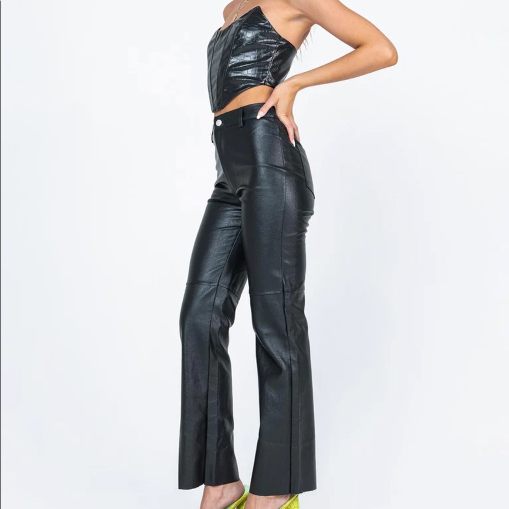 Princess Polly Black Faux Leather Straight Leg Pants